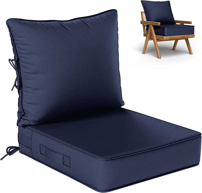 Outdoor Seat Cushion Set 22 L × 24 W × 5 H Inch Waterproof & Fade Resistant by VisitheKimunukStore