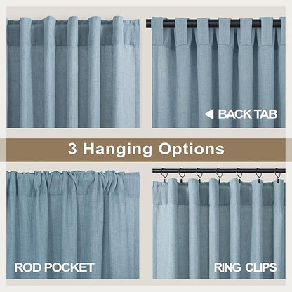 Blue Linen Curtains 84 Inch Length - Image 4