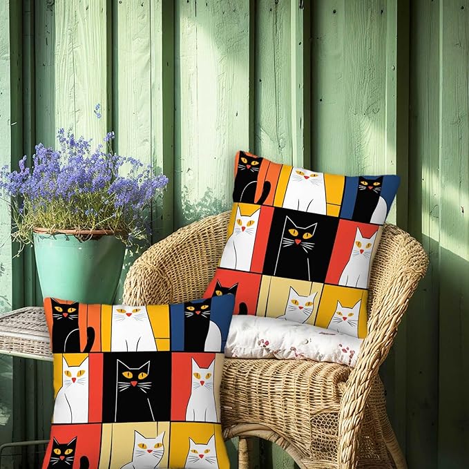 Abstract Cat Throw Pillow Cover 18x18 Set of 2 | Cushion Case - Image 4