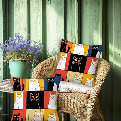Abstract Cat Throw Pillow Cover 18x18 Set of 2 | Cushion Case - Image 4