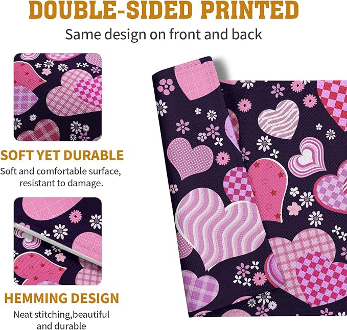 Pink Love Hearts Valentine's Day Placemats Set of 4 Seasonal Valentines - Image 5