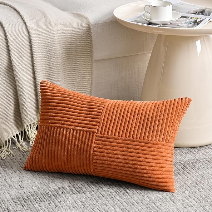 Fancy Homi 2 Packs Burnt Orange Lumbar Decorative Throw Pillow Covers 14x24 Inch - Image 2