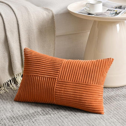 Fancy Homi 2 Packs Burnt Orange Lumbar Decorative Throw Pillow Covers 14x24 Inch - Image 2