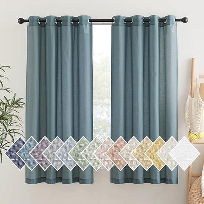 NICETOWN Linen Sheer Curtains for Bedroom, Grommet Semi Sheer Window Drapes by NICETOWN