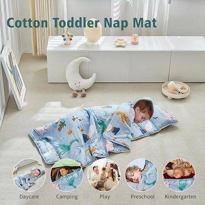 Toddler Nap Mat with Removable Pillow, Ultra Soft Slumber Bags - Image 3