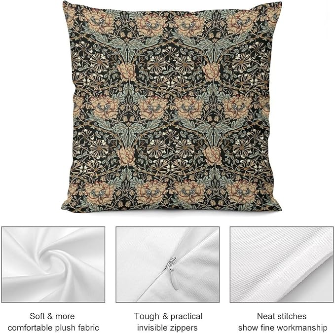 William Morris Floral Original Throw Pillow Covers Boho Chic Retro Floral Cozy - Image 8
