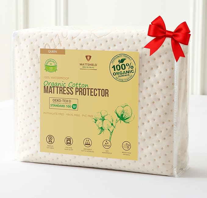 Luxury Waterproof Organic Mattress Protector Queen by MATTSHIELDORIGINAL