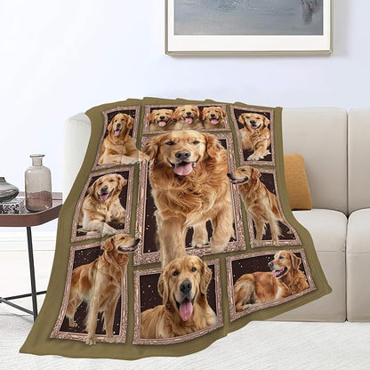 Golden Retriever Blanket Golden Retriever Throw Blanket Flannel Stuff Merch - Image 7