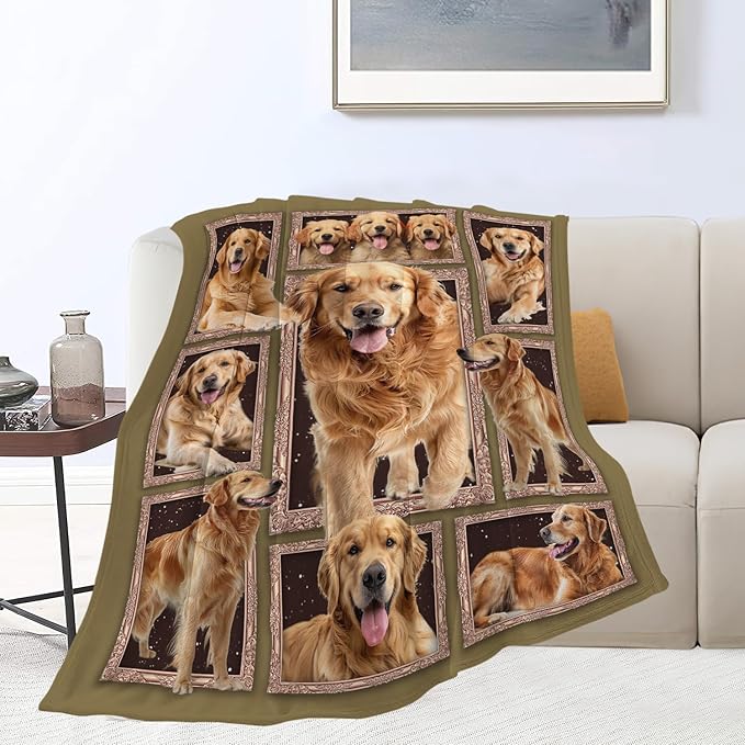 Golden Retriever Blanket Golden Retriever Throw Blanket Flannel Stuff Merch - Image 7