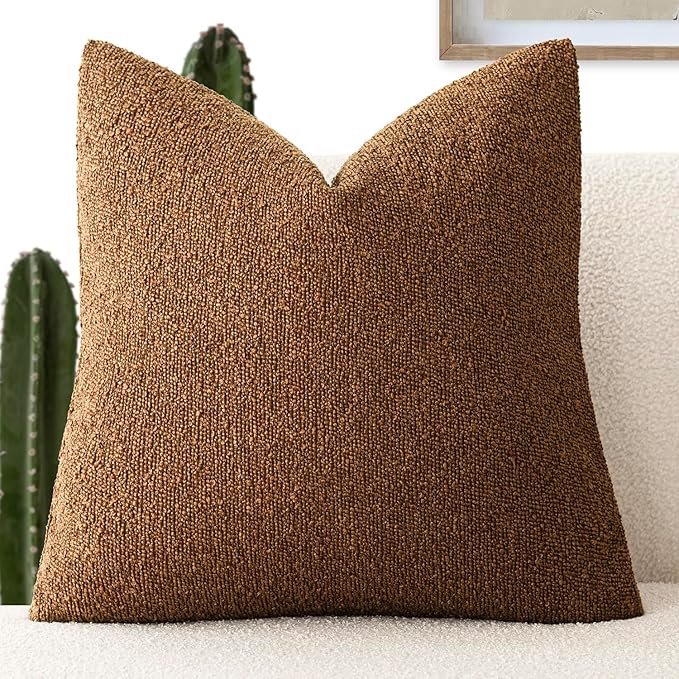 Foindtower Decorative Textured Boucle Throw Pillow Covers Accent Solid Pillow by Foindtower