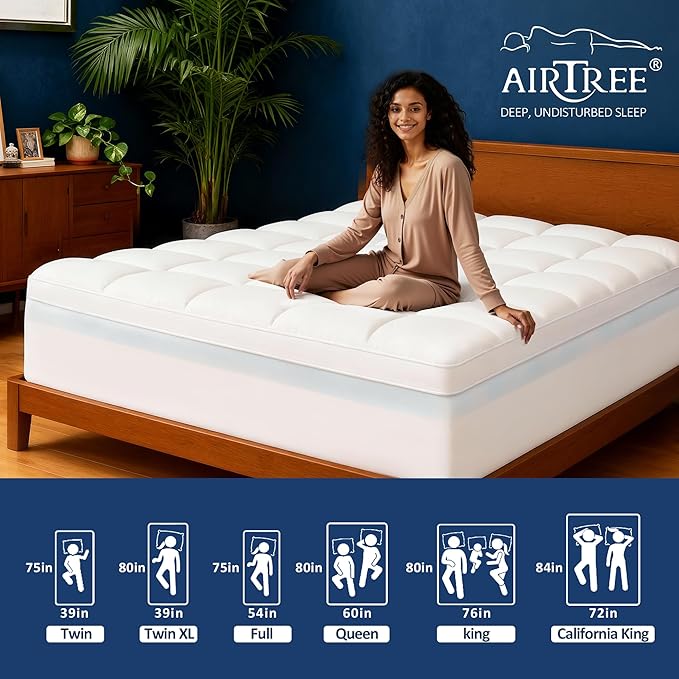 Queen Size Dual Layer 4 Inch Memory Foam Mattress Topper, 2 Inch Cooling Gel - Image 5