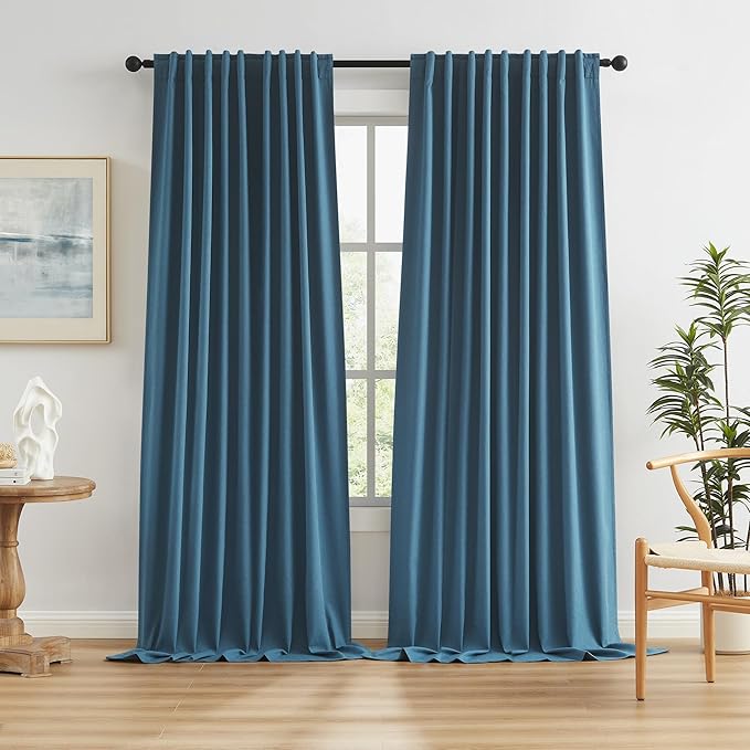KEQIAOSUOCAI Flax Linen Textured Blackout Curtains 72 Inch Wide x 96 Inch Long by KEQIAOSUOCAI