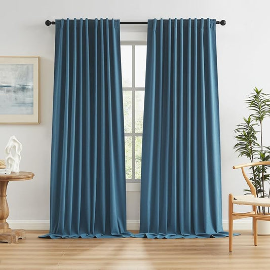 KEQIAOSUOCAI Flax Linen Textured Blackout Curtains 72 Inch Wide x 96 Inch Long by KEQIAOSUOCAI