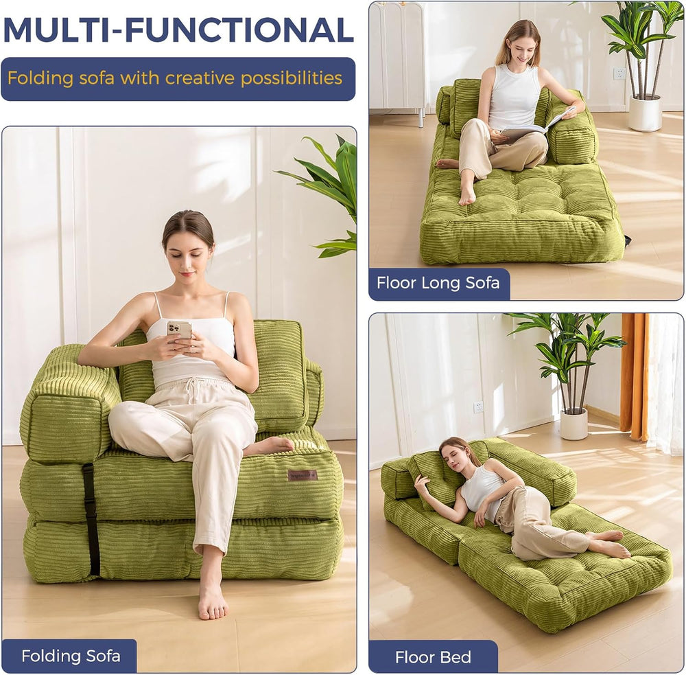MAXYOYO Folding Sofa Bed, Convertible Chair Bed with Pillow