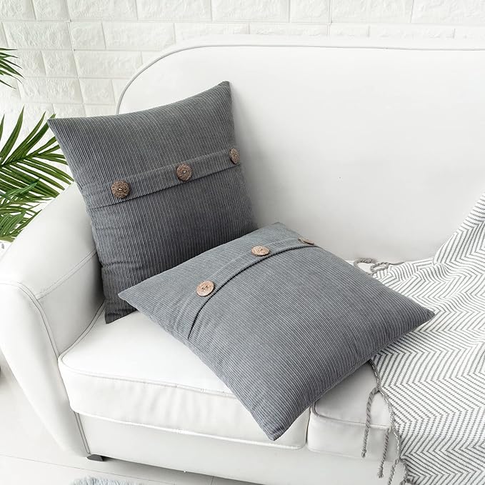 HWY 50 Gray Grey Chenille Throw Pillow Covers 22x22 Inch - Image 3