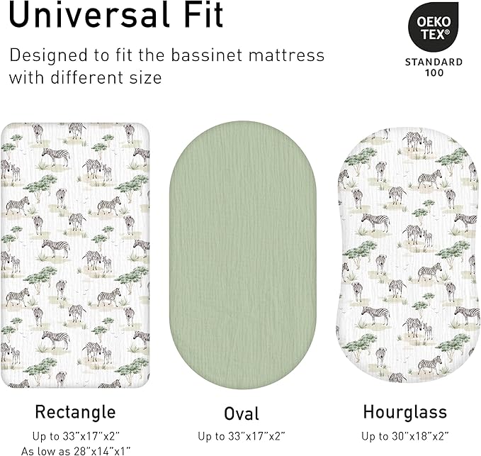 Muslin Bassinet Fitted Sheets, 2 Pack - Image 4