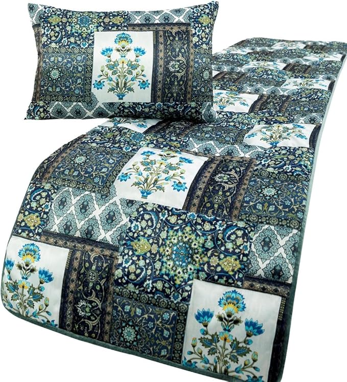 The HomeCentric King/Queen/Twin Blue Designer King 90"x18" Bed Runner Without by TheHomeCentric