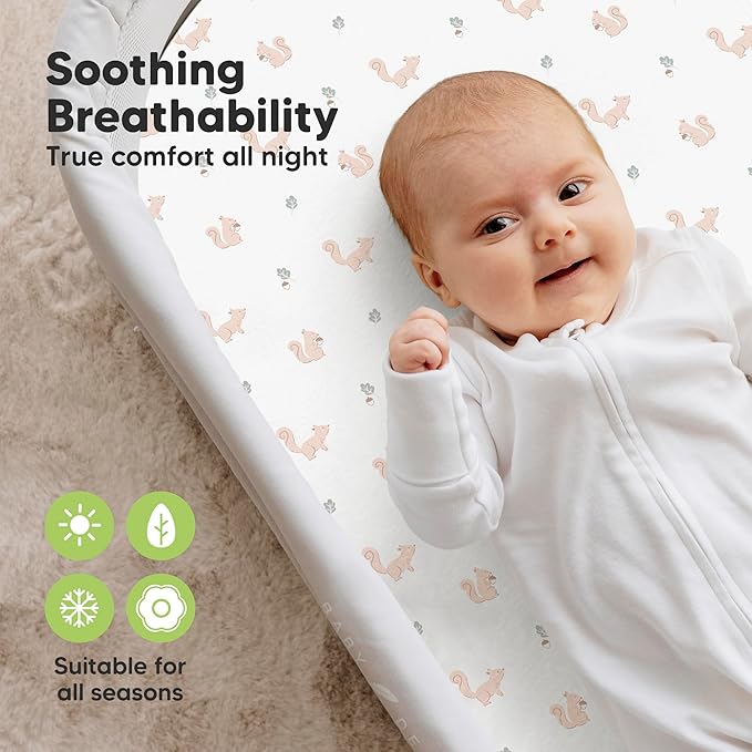 2-Pack Organic Bassinet Sheets for Girls, Boys - Image 4
