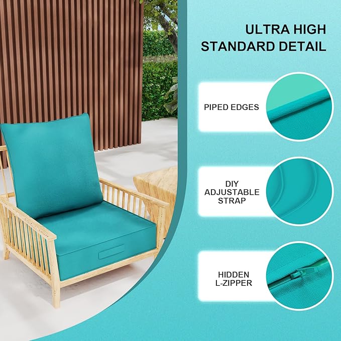 Outdoor Olefin Water-Resistant Deep Seat Cushion Set, Thickened Sofa Chair Pad - Image 5