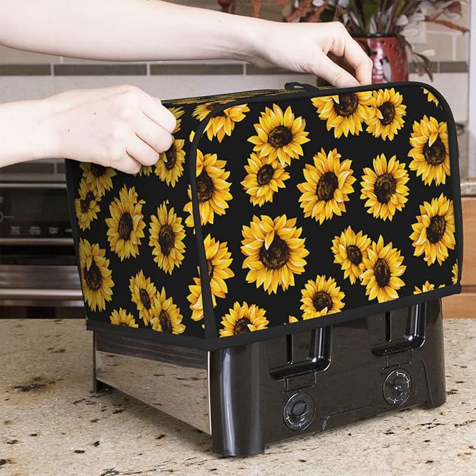 Sunflower Stylish Black 2 Slice Toaster Cover, Waterproof Toaster Dust Cover - Image 2