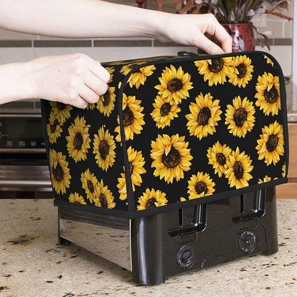 Sunflower Stylish Black 2 Slice Toaster Cover, Waterproof Toaster Dust Cover - Image 2