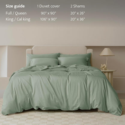 double stitch cotton tencel duvet cover - king showing dimensions