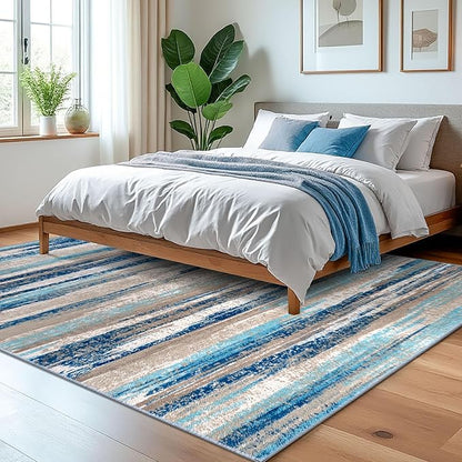 Modern Abstract 5x7 Machine Washable Area Rug Non-Slip Soft Bedroom Living Romm - Image 2