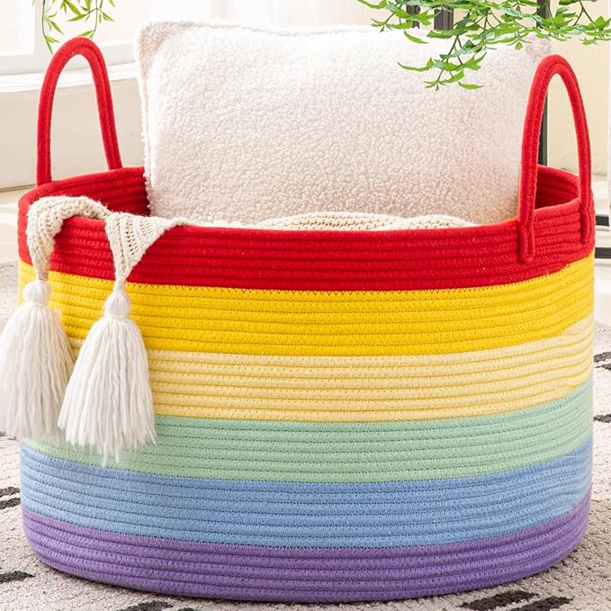 KAKAMAY Large Blanket Basket, Woven Baskets by KAKAMAY