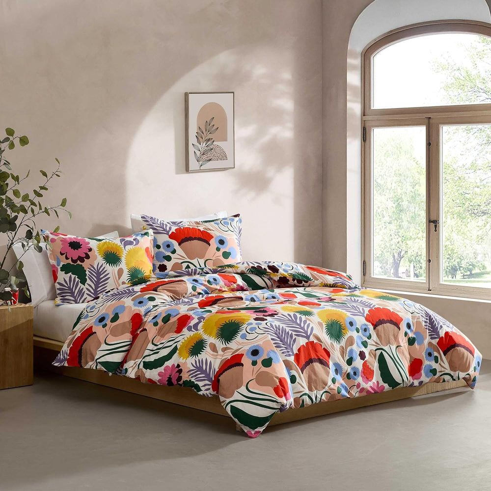 MARIMEKKO - Queen Duvet Cover Set with Shams, Cotton Percale