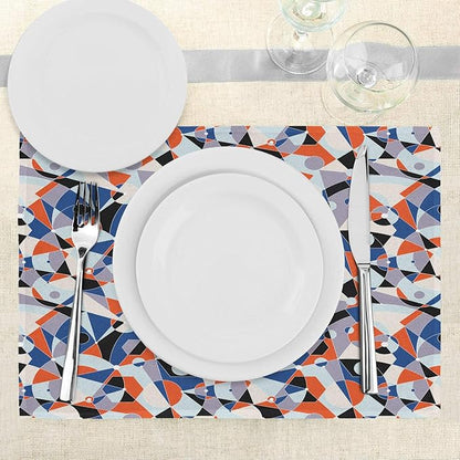 Ambesonne Mid Century Place Mats Set of 4, Mosaic of Various Shapes and Colors - Image 3