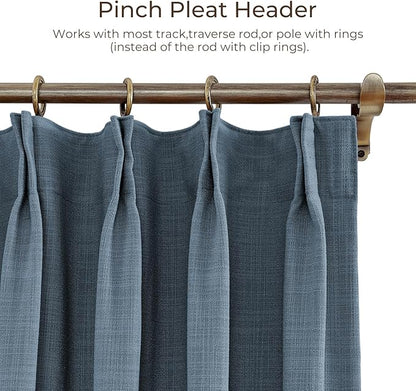TWOPAGES 84 W x 84 L inch Pinch Pleated Curtain Room Darkening Linen Drapery - Image 4