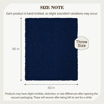 Carriediosa Chunky Knit Throw Blanket 50" X 60", 100% Hand Made Large Chenille - Image 3
