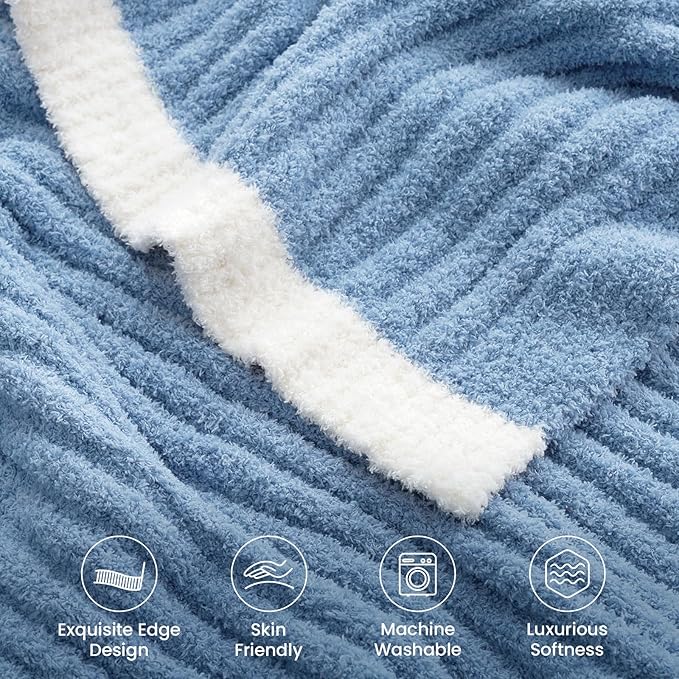 Snuggle Sac Ribbed Blue Throw Blanket - Image 3