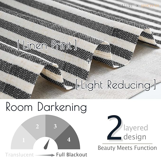 jinchan Linen Stripe Curtain Double Layer Valance - Image 5