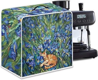 Cute Iris Cat Coffee Maker Cover – Dust Protection Stain Resistant Washable by PJHEQOXE