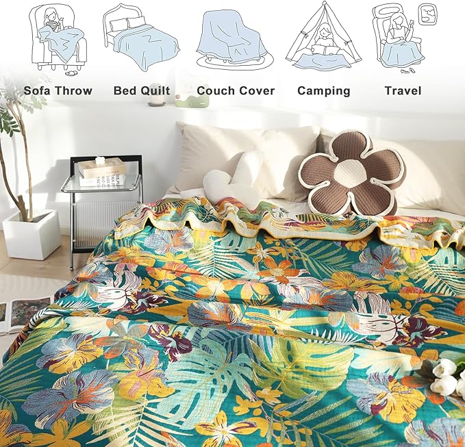 MSGKV Boho Throw Blanket for Couch and Sofa Cotton Blankets for Living Room - Image 4