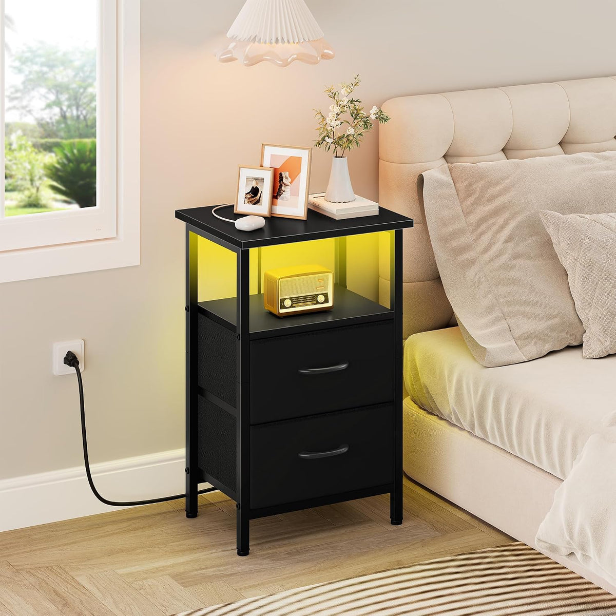 vagusicc nightstands set of 2, bedside tables with shown in use