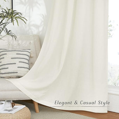 NICETOWN Off White Linen Curtains 84 inch Length, Grommet Privacy Added Thick - Image 5