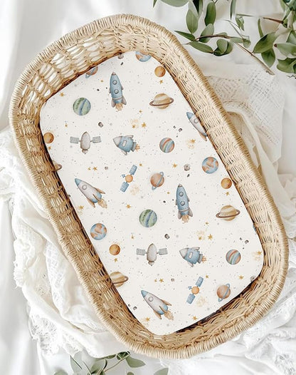 Bassinet Sheets for Baby Girls Boys 2 Pack, Fitted Baby Mattress Sheet for - Image 6