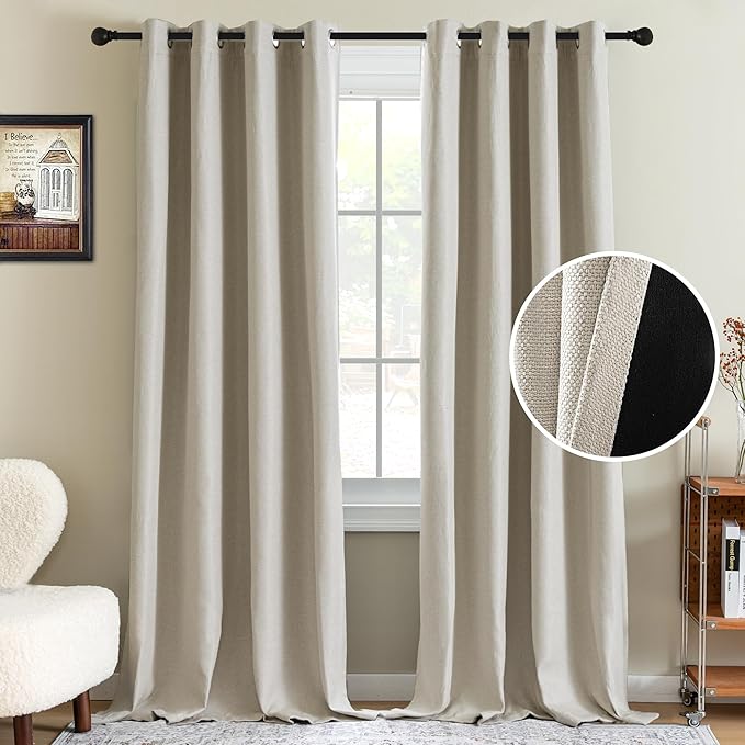 H.VERSAILTEX 90% Blackout Linen Curtains 108 Inches Long by HVERSAILTEX