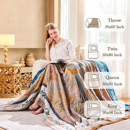 Boho Blanket, 100% Cotton Farmhouse Decorative Throw Blanket - Image 3
