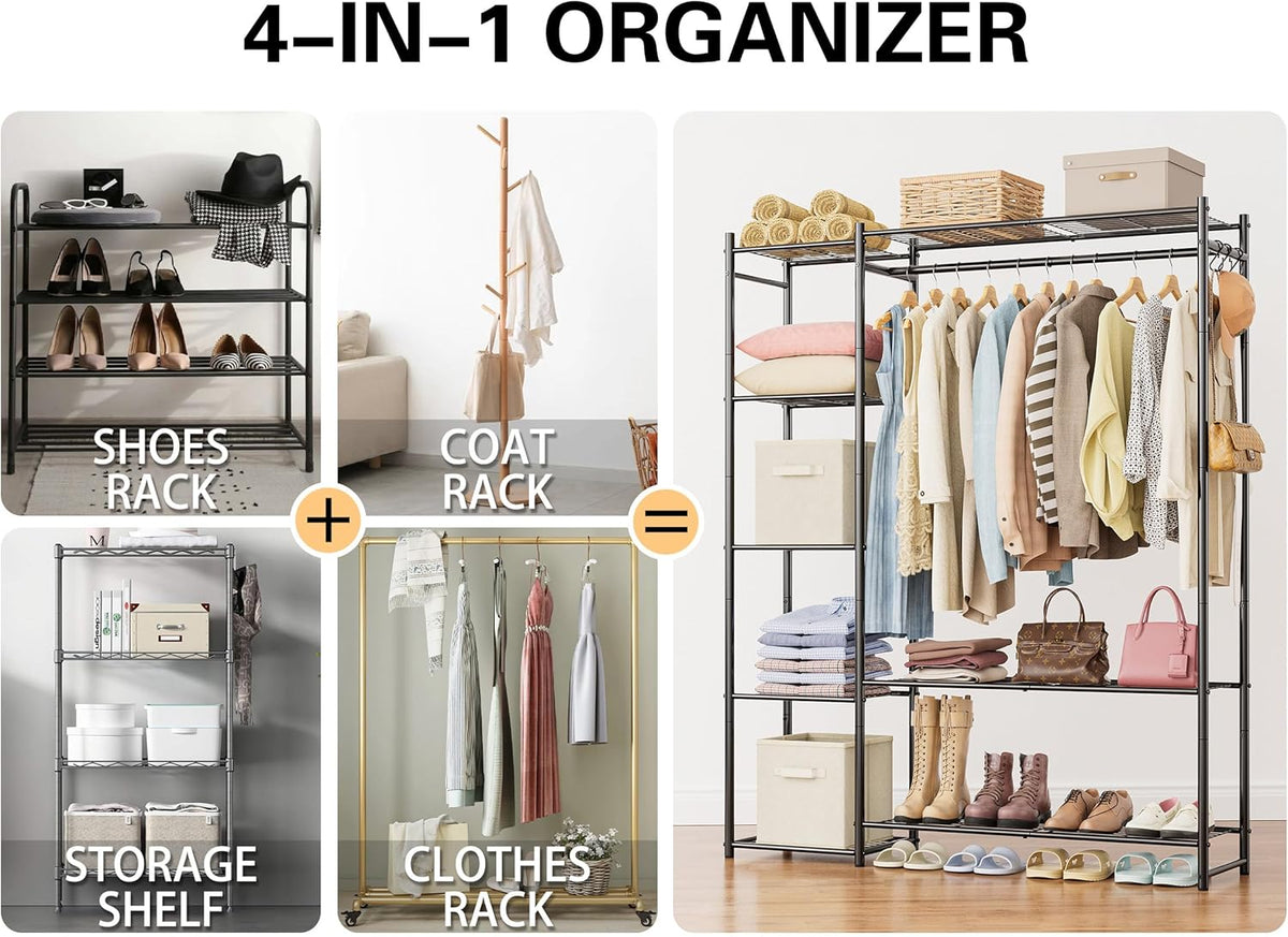 homidec wardrobe closet,portable clothes rack with 4 tiers, package contents