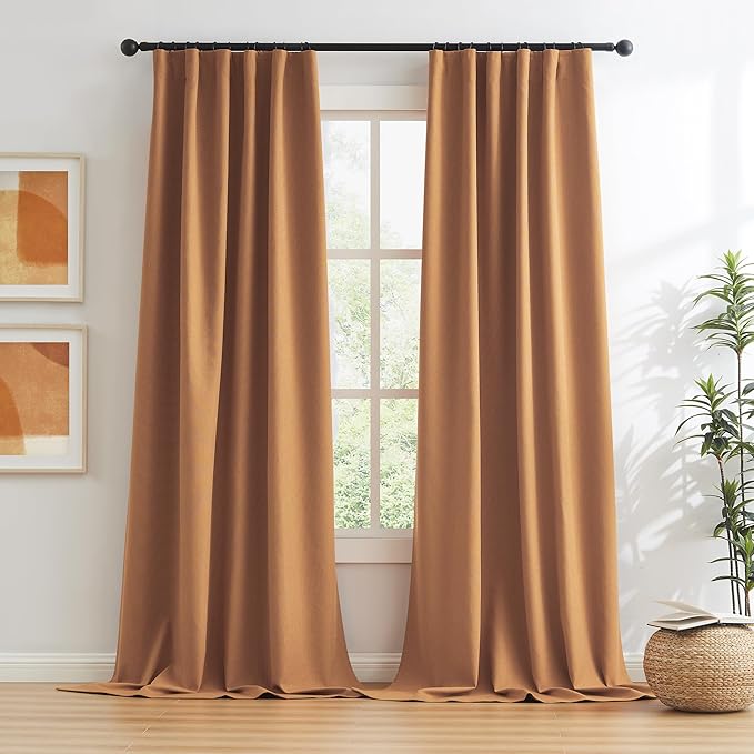 KEQIAOSUOCAI Blackout Linen Curtains 2 Panels Set 84 Inch Length 7 FT - Image 2