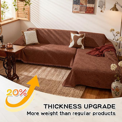 MYSKY HOME Couch Cover for Sectional Sofa, 2 Pieces Chenille Couch Covers for L - Image 8