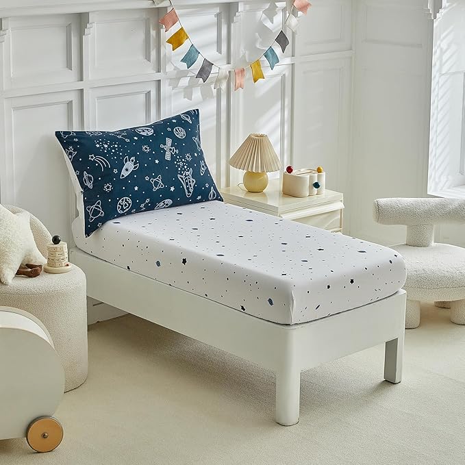 4 Pieces Toddler Bedding Set for Boy, Space Toddler Bed Comforter Set, Soft and - Image 8