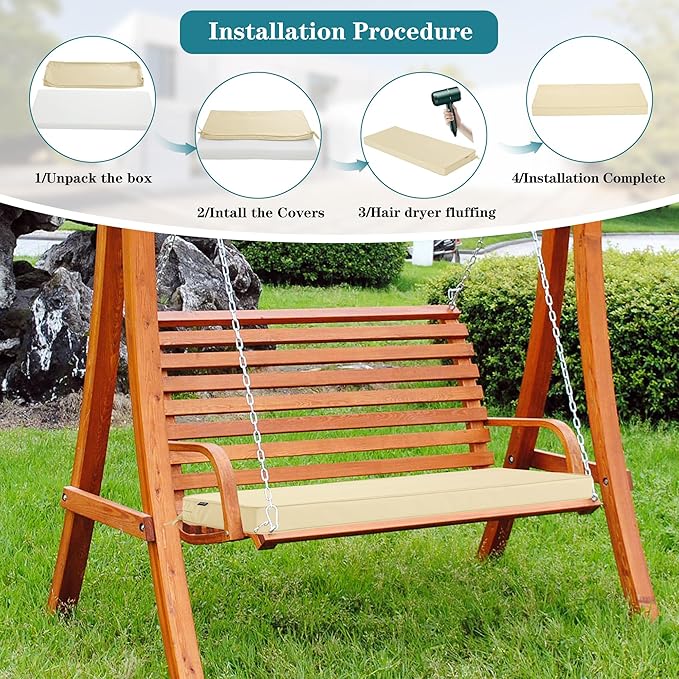 Outdoor Bench Cushions 59 x 18 Inch Thick Waterproof Porch Swing Cushions - Image 6