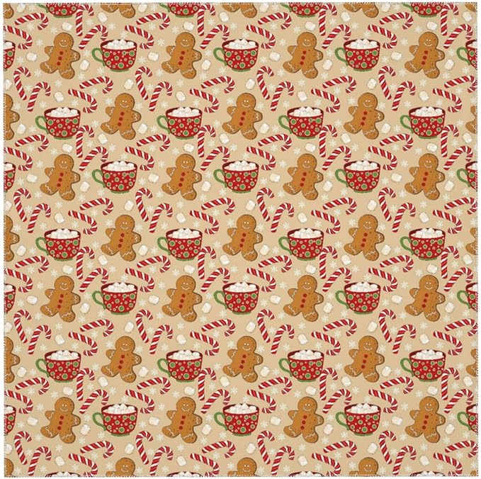 Christmas Tablecloth Square 60×60 Inch, Gingerbread Man Candy Cane Holiday - Image 5