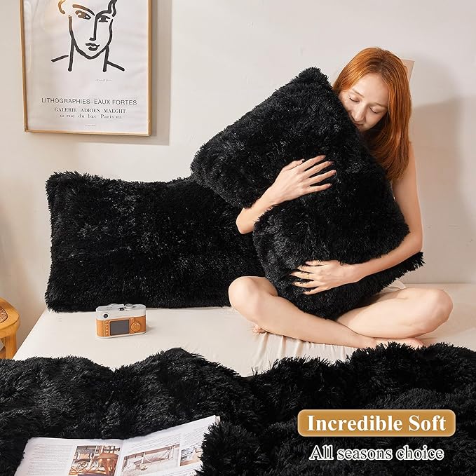 XeGe Faux Fur Throw Pillow Cases Plush Shaggy Ultra Soft Pillow Cover Fluffy - Image 5