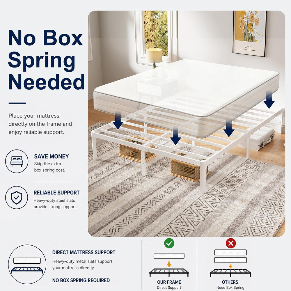 Metal Bed Frame with Round Corner Legs, 14 Inch Platform Bed Heavy Duty Steel...