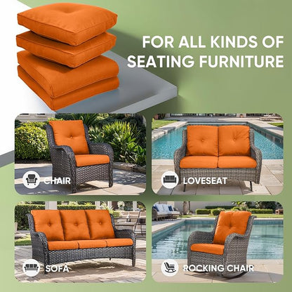 Outdoor Chair Cushion Set, 25 x 22 Deep Seat Cushion, Patio Chair Cushions - Image 3